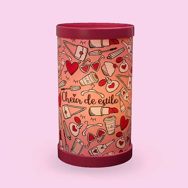Luminária de Mesa Lumi Cheia de Charme 27xØ14,5cm Polipropileno Rosa.