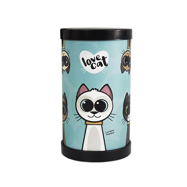 Luminária de Mesa Lumi Love Cats 27xØ14,5cm Polipropileno Azul.