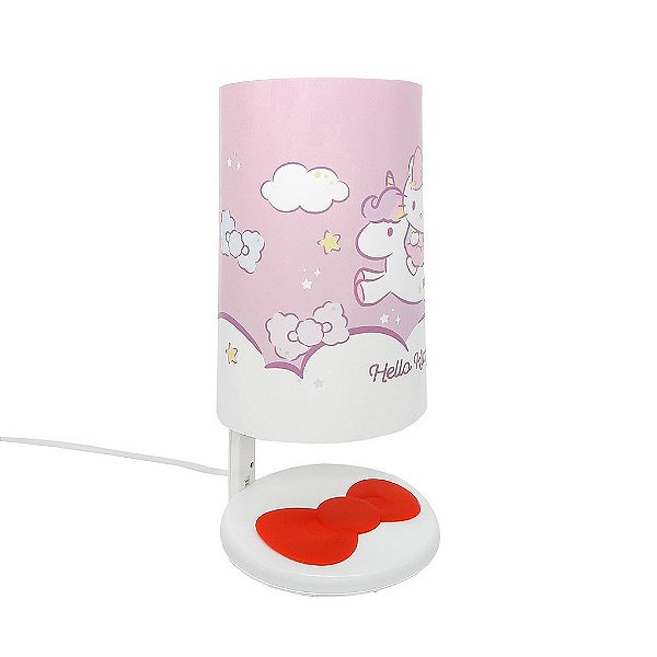 Abajur Pop Hello Kitty Unicórnio 29,5x14,5x15,5cm Polietileno Rosa e Branco.