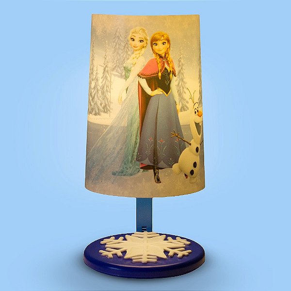 Abajur Pop Frozen 29,5x14,5x15,5cm Polietileno Azul e Branco.