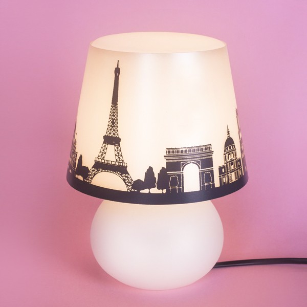 Abajur Micro Lampe Paris 23x19x12cm Polietileno Cinza.