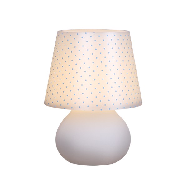 Abajur Micro Lampe Poá Azul Ø15x20cm Polietileno Branco e Azul.