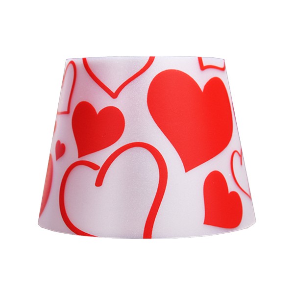 Abajur Micro Lampe Coração 23x19x12cm Polietileno Branco e Vermelho.