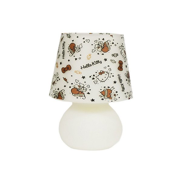 Abajur Micro Lampe Hello Kitty Ø15x20cm Polietileno Branco, Preto e Rosa.