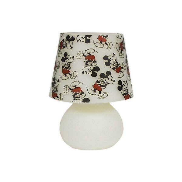 Abajur Micro Lampe Mickey Ø15x20cm Polietileno Branco, Preto e Vermelho.