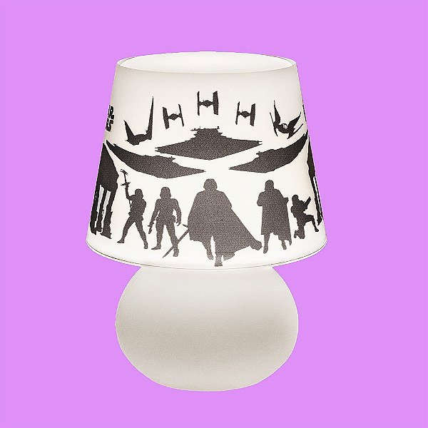 Abajur Micro Lampe Star Wars New Order Ø15x20cm Polietileno Branco e Preto.