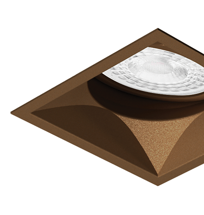 Spot de Embutir Nya Quadrado Mini Dicroica 5,7x5,7x7,7cm Alumínio Cobre Clássico.