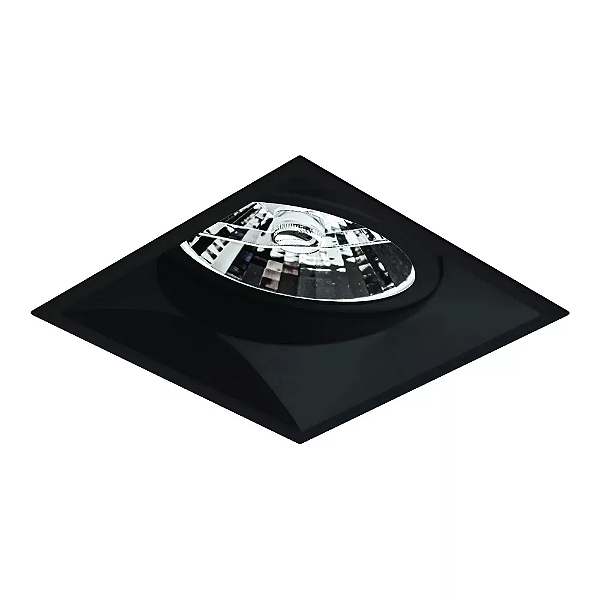 Spot de Embutir Nya Quadrado Facho Orientável AR70 9,4x9,4x9,9cm Alumínio Preto Fosco.