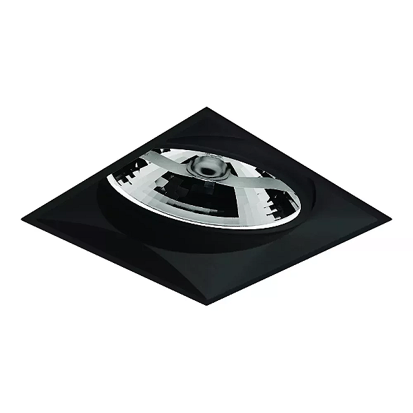 Spot de Embutir Nya Quadrado Facho Orientável AR111 13,4x13,4x10,3cm Alumínio Preto Fosco.