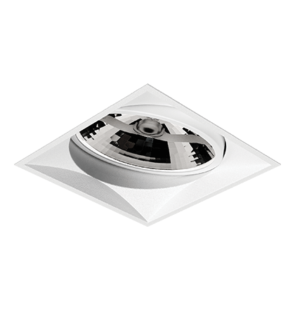 Spot de Embutir Nya Quadrado Facho Orientável AR111 13,4x13,4x10,3cm Alumínio Branco Fosco.