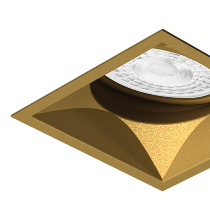 Spot de Embutir Nya Quadrado Facho Orientável AR70 9,4x9,4x9,9cm Alumínio Ouro Velho.