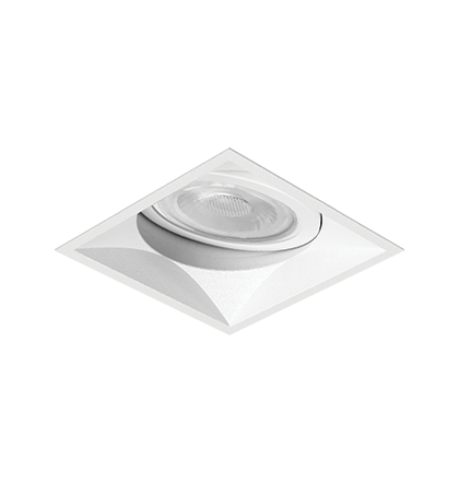 Spot de Embutir Nya Quadrado Facho Orientável PAR20 9,4x9,4x13cm Alumínio Branco Fosco.