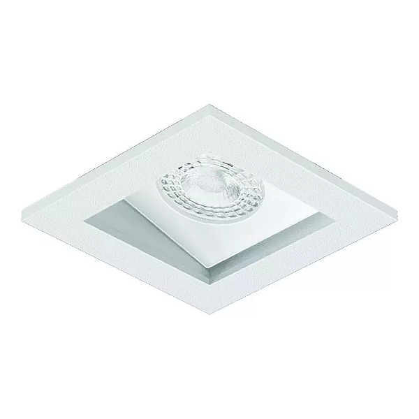 Spot de Embutir Laini Quadrado Facho Orientável Mini Dicroica 7,1x7,1x6,8cm Alumínio Branco Fosco Microtexturizado.
