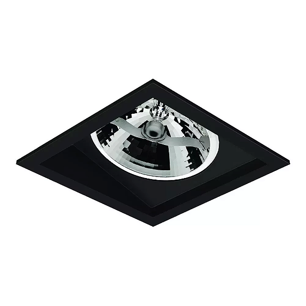 Spot de Embutir Laini Quadrado Facho Orientável AR111 14,8x14,8x10,6cm Alumínio Preto Acetinado.
