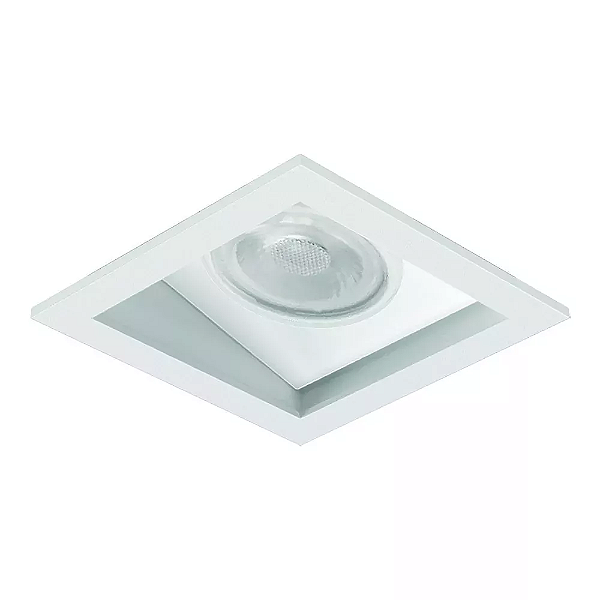 Spot de Embutir Laini Quadrado Facho Orientável PAR20 10,6x10,6x13,1cm Alumínio Branco Fosco Microtexturizado.