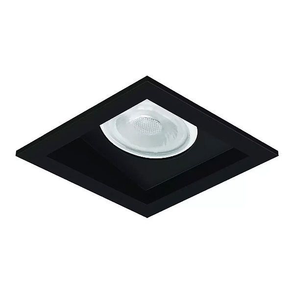 Spot de Embutir Laini Quadrado Facho Orientável PAR20 10,6x10,6x13,1cm Alumínio Preto Acetinado.