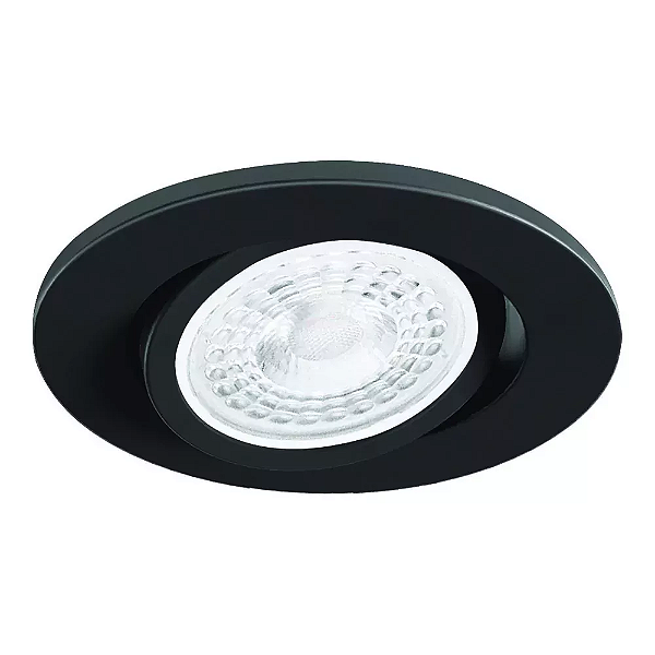 Spot de Embutir Nuru Redondo Facho Orientável Mini Dicroica Ø6,7x5,6cm Alumínio Preto Acetinado.