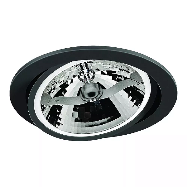 Spot de Embutir Nuru Redondo Facho Orientável AR111 Ø14,5x6,5cm Alumínio Preto Acetinado.
