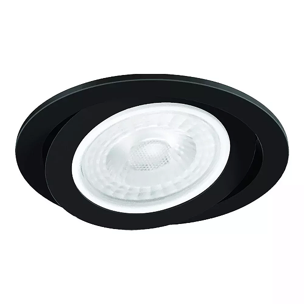 Spot de Embutir Nuru Redondo Facho Orientável PAR30 Ø14,5x11,4cm Alumínio Preto Acetinado.