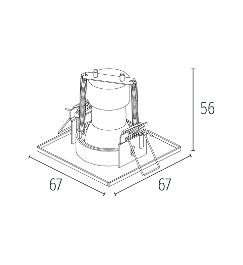 Spot de Embutir Nuru Quadrado Facho Orientável Mini Dicroica 6,7x6,7x5,6cm Alumínio Branco Fosco Microtexturizado.