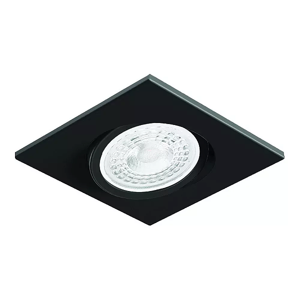 Spot de Embutir Nuru Quadrado Facho Orientável Mini Dicroica 6,7x6,7x5,6cm Alumínio Preto Acetinado.