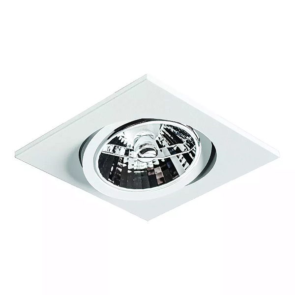 Spot de Embutir Nuru Quadrado Facho Orientável AR70 10,7x10,7x7,8cm Alumínio Branco Fosco Microtexturizado.