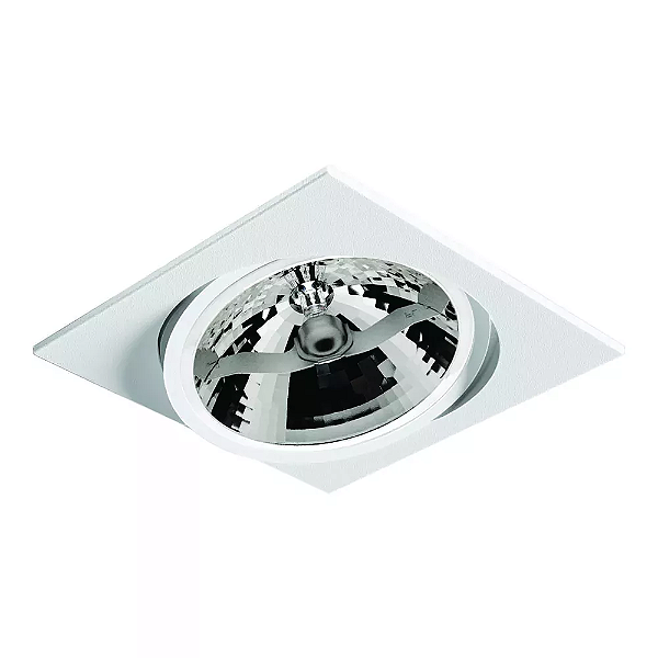 Spot de Embutir Nuru Quadrado Facho Orientável AR111 14,5x14,5x8cm Alumínio Branco Fosco Microtexturizado.