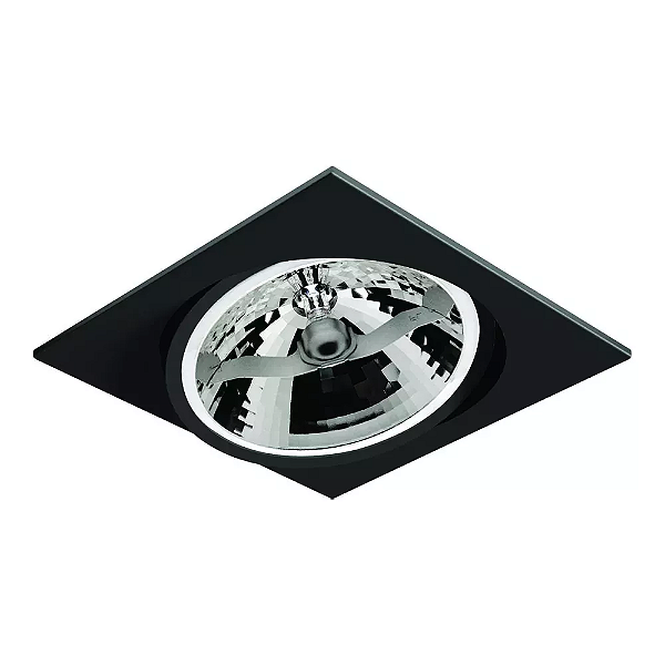 Spot de Embutir Nuru Quadrado Facho Orientável AR111 14,5x14,5x8cm Alumínio Preto Acetinado.