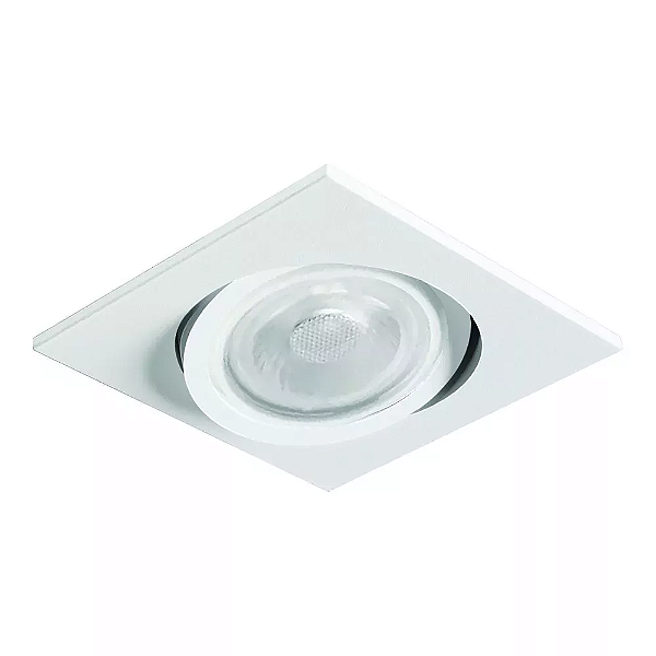 Spot de Embutir Nuru Quadrado Facho Orientável PAR20 10,7x10,7x11cm Alumínio Branco Fosco Microtexturizado.