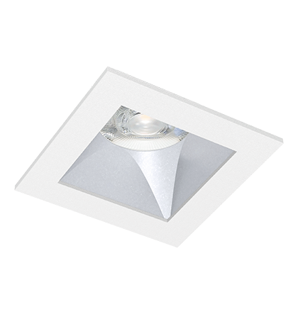 Spot de Embutir LED Kona Quadrado Recuado 3000K 20,4W Bivolt 9x9x7,7cm Alumínio Refletor Prata Acetinado.