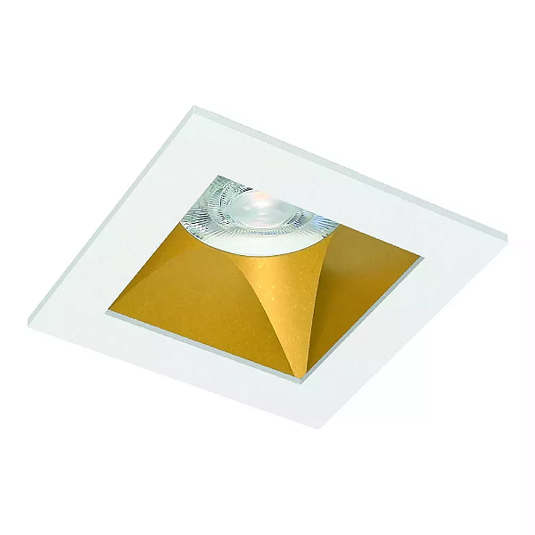 Spot de Embutir LED Kona Quadrado Recuado 2700K 13,7W Bivolt 9x9x6,7cm Alumínio Refletor Dourado Acetinado.