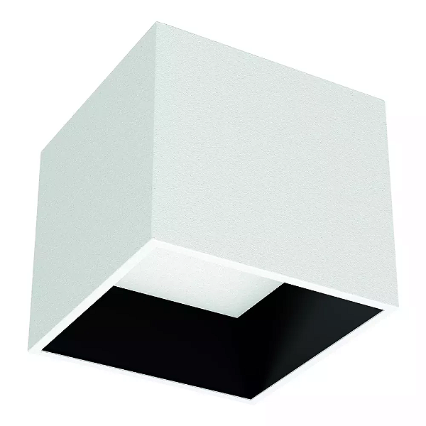 Spot de Sobrepor LED Dhari Quadrado Recuado 4000K 9,1W Bivolt 12,2x12,2x11cm Corpo Branco Fosco e Refletor Preto Acetinado.