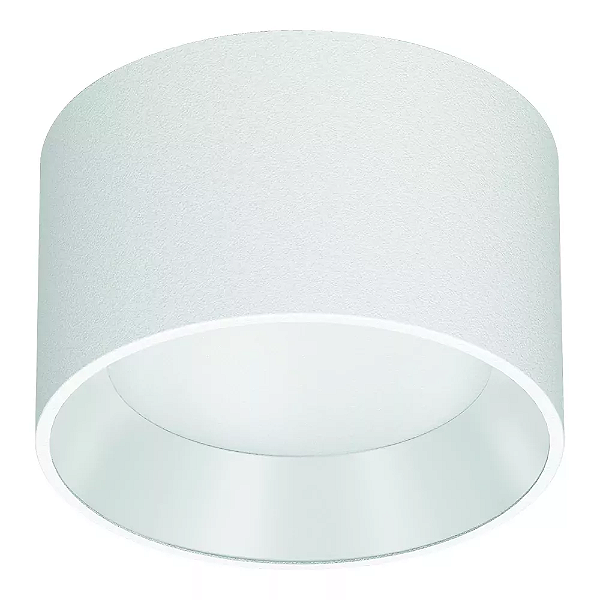 Plafon de Sobrepor LED Dhari Redondo Recuado 3000K 18,3W Bivolt Ø17,9x11cm Corpo Branco Fosco e Refletor Branco Acetinado.