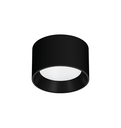 Plafon de Sobrepor LED Dhari Redondo Recuado 3000K 18,3W Bivolt Ø17,9x11cm Corpo e Refletor Preto Acetinado.
