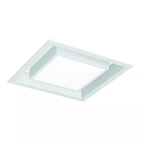 Luminária de Embutir LED Miradi Quadrado 4000K 20,6W Bivolt 8x23x23cm Alumínio e Acrílico Branco Fosco.