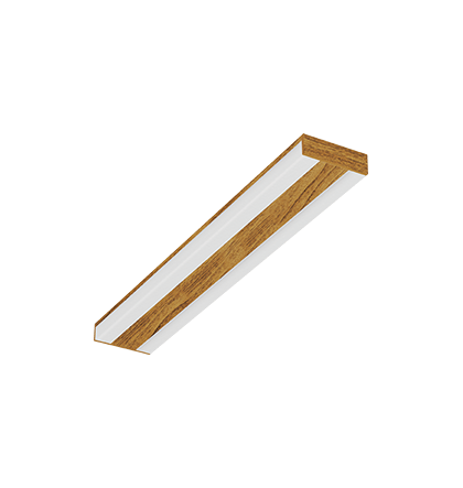 Plafon de Sobrepor LED Kiini Retangular 3000K 20,6W Bivolt 29x9x2,8cm Alumínio Amadeirado Miti e Acrílico Branco Fosco.