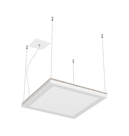 Luminária pendente LED Nichia integrado com efeito moldura de luz 3000K 58,1W Bivolt 47,3x47,3x3,6cm Alumínio Branco Fosco.