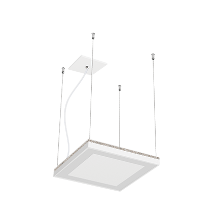 Luminária pendente LED Nichia integrado com efeito moldura de luz 4000K 36,7W Bivolt 32,8x32,8x3,6cm Alumínio Branco Fosco.
