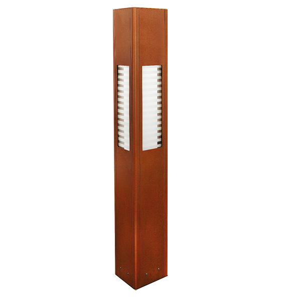 Poste Balizador LED Uzuri Triangular Externo 2700K 8W Bivolt 100x20,1x20,1cm Alumínio Cobre Clássico e Vidro.