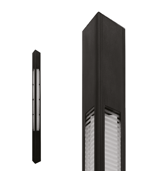 Poste de Luz LED Uzuri Triangular Externo 3000K 16W Bivolt 300x20,1x20,1cm Alumínio Preto Fosco e Vidro.