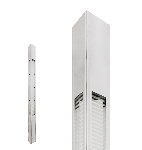 Poste de Luz LED Uzuri Triangular Externo 3000K 16W Bivolt 300x20,1x20,1cm Alumínio Anodizado Brilhante e Vidro.
