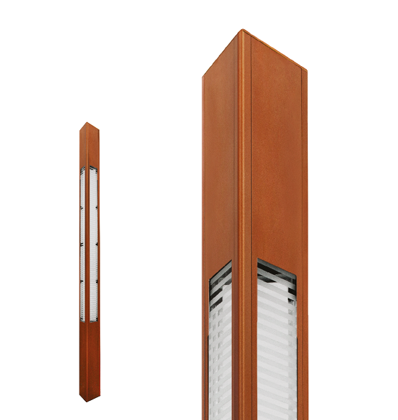 Poste de Luz LED Uzuri Triangular Externo 4000K 46,5W Bivolt 400x20,1x20,1cm Alumínio Cobre Clássico e Vidro.