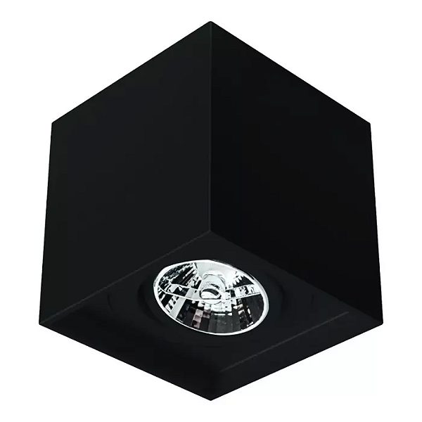Spot de Sobrepor Sura Quadrado Recuado AR70 14x12,8x12,8cm Alumínio Preto Fosco.