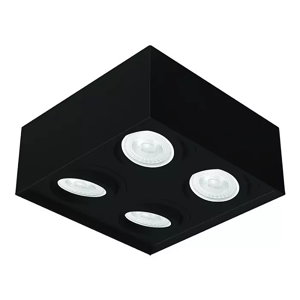 Spot de Sobrepor Sura Quadrado Recuado PAR30 14,5x32,7x32,7cm Alumínio Preto Fosco.