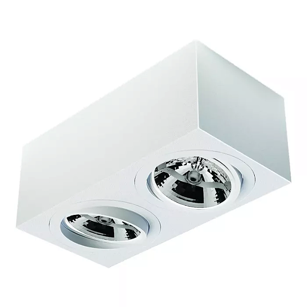 Spot de Sobrepor Sura Face Plana Retangular Duplo AR111 12,8x32,7x16,6cm Alumínio Branco Fosco.