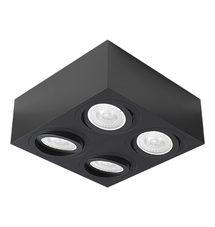 Spot de Sobrepor Sura Face Plana Quadrado PAR30 12,8x32,7x32,7cm Alumínio Preto Fosco.