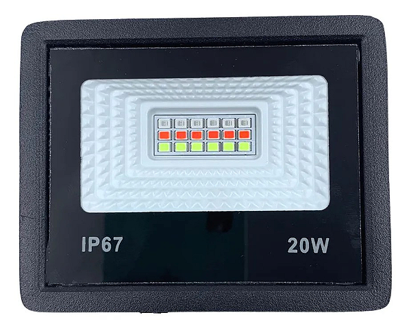 Refletor Holofote LED RGB 20W SMD A Prova D'Água IP67.
