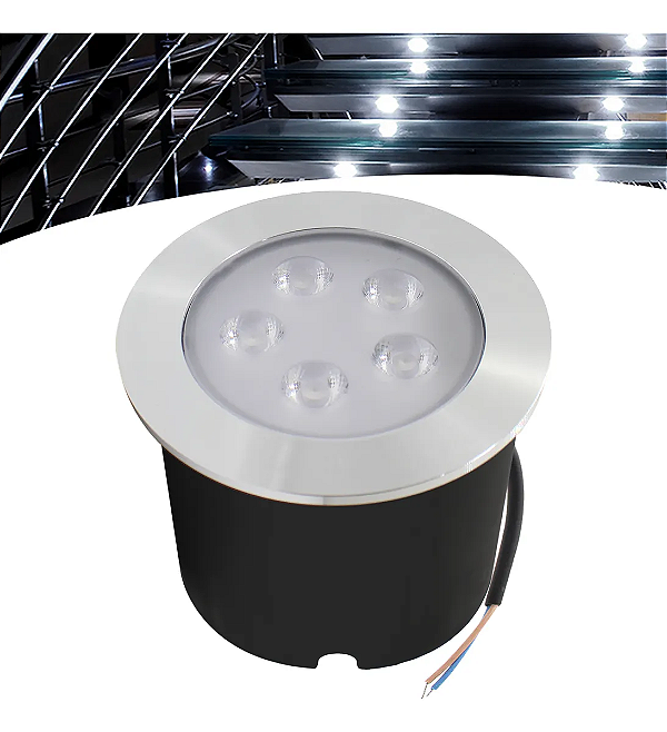Balizador Spot Led Embutir 6500K Branco Frio Chao Piso Jardim 5w Ip66.