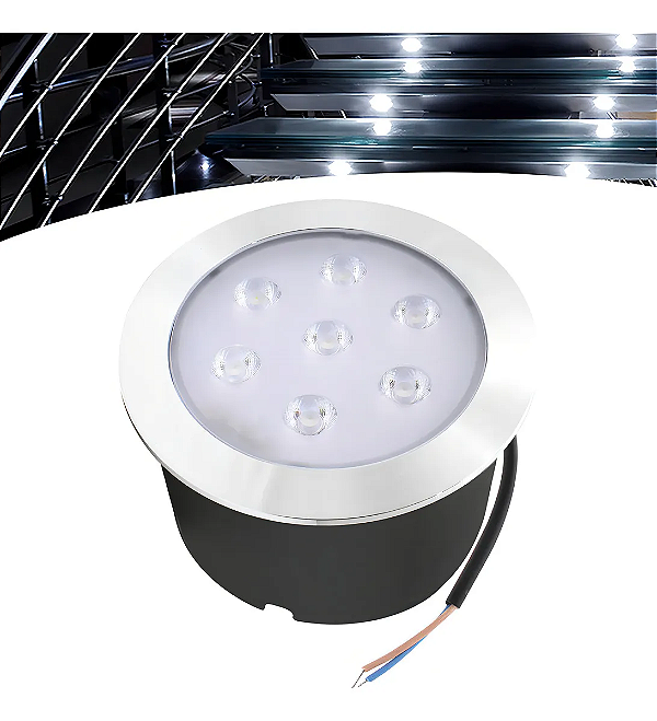 Balizador Spot Led Embutir 6500K Branco Frio Chao Piso Jardim 7w Ip66.