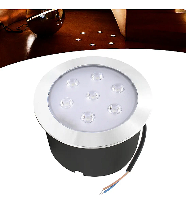 Balizador Spot Led Embutir 3000K Branco Quente Chao Piso Jardim 7w Ip66.